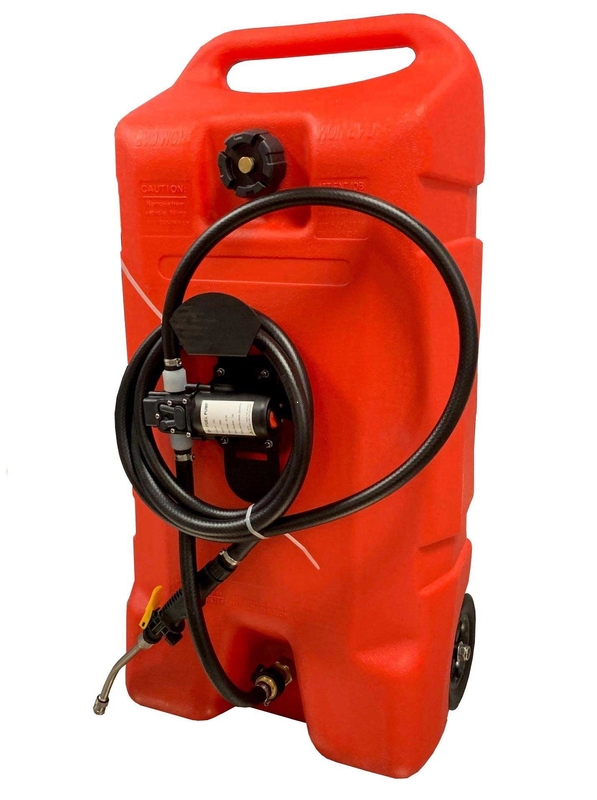 53L Volume Fuel Tank with Oil Gun JP Fuel Tank/Fuel Gas Can with Plastic Fluid Transfer Pump and 14 Gallon Rolling Gas C